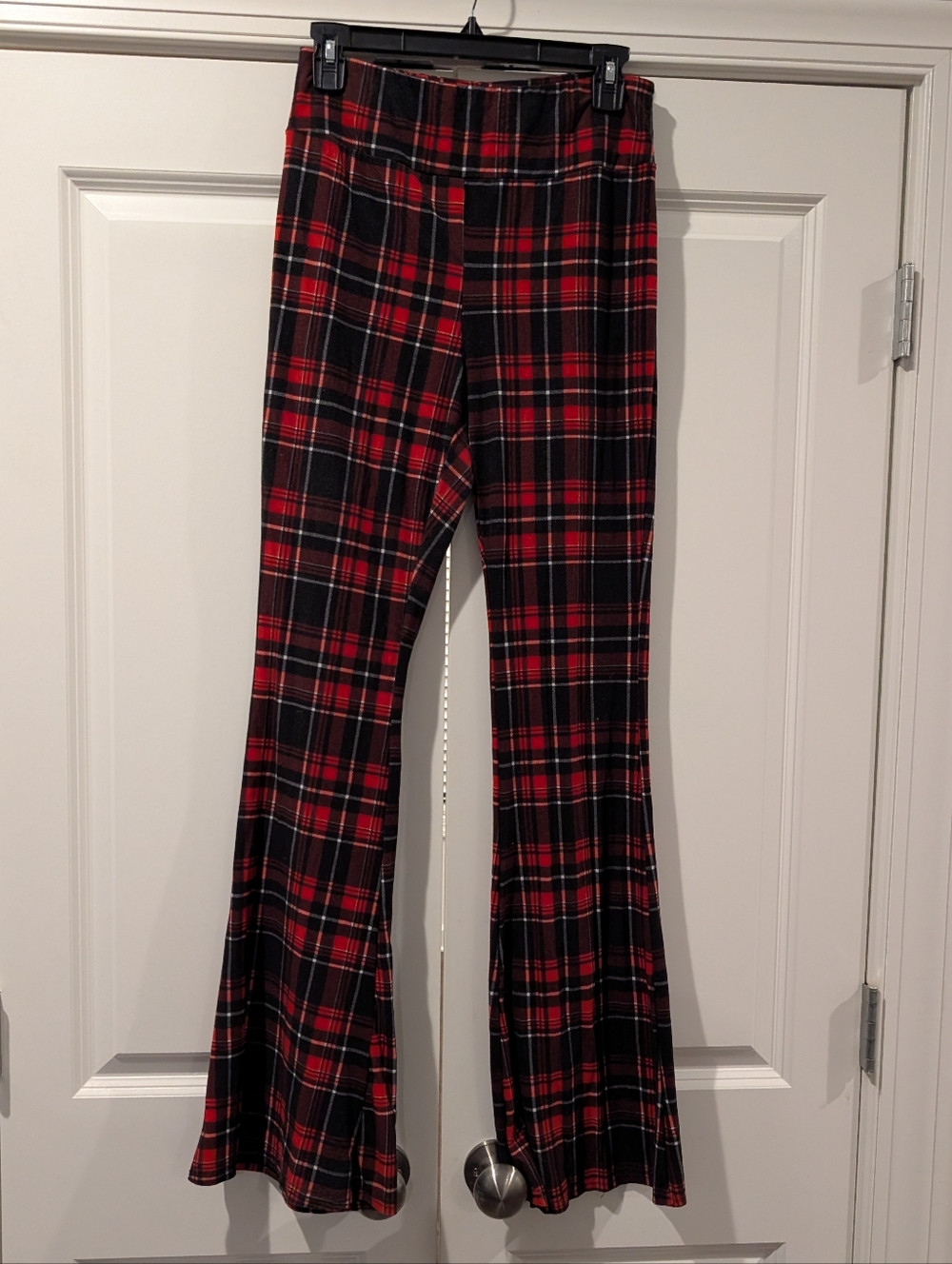 Kids Red Plaid Flared Pants
